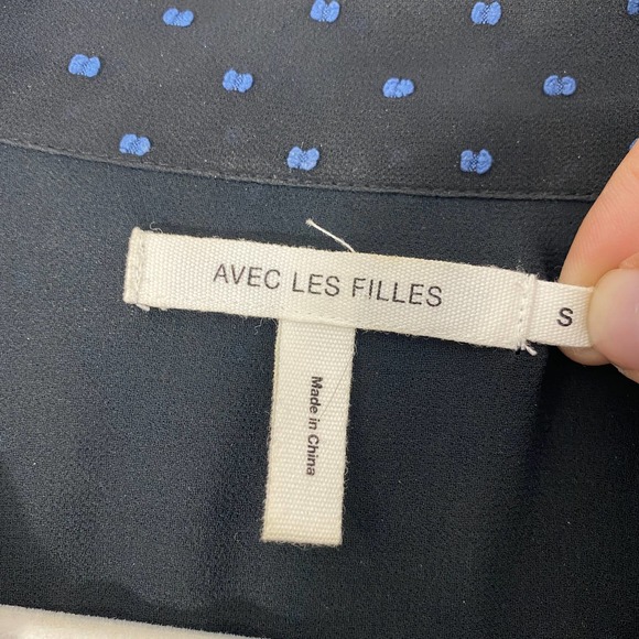 Avec Les Filles Dress Small Black Swiss Polka Dot High Low Chiffon Womens - Picture 9 of 10